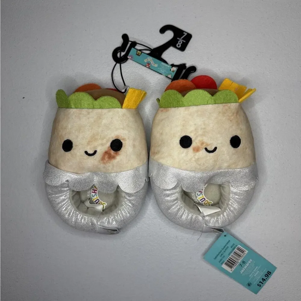 Squishmallows Kids Bernardo the Burrito Plush Slipper Girls Size 7/8